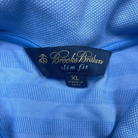 Brooks Brothers Slim Fit Men’s Stripe Polo Shirt XL Blue 6977 - Picture 2 of 7